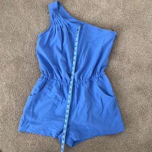 Soft Blue One Shoulder Shorts Romper